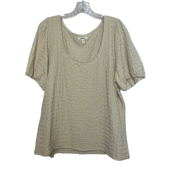 Maurices Textured Short Sleeve Top Womens XXL Beige New WOT - Picture 2 of 9